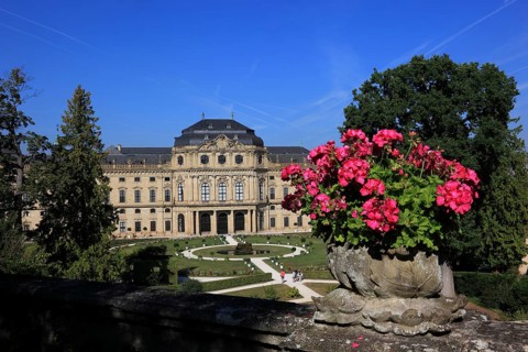 Old town of Würzburg, the Würzburg Residence, view from the courtyard garden, UNESCO World Heritage