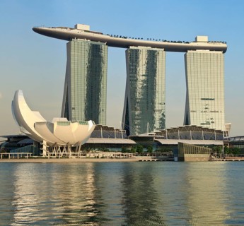 SINGAPORE, MAY 6: The Marina Bay Sands complex on sunset on May 6, 2011 in Singapore. Marina Bay
