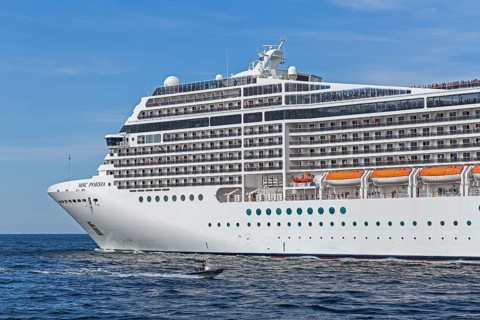 Cruise ship MSC Poesia, Baltic Sea, Hanse Sail, Warnemünde, Rostock, Mecklenburg-Western Pomerania,