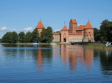 The Trakai Water Castle in Lake Galve. The complex is one of the most famous sights in Lithuania