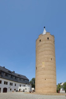 Keep Dicker Heinrich in the courtyard of Wildeck Castle, round, tower, Zschopau, Middle Ore