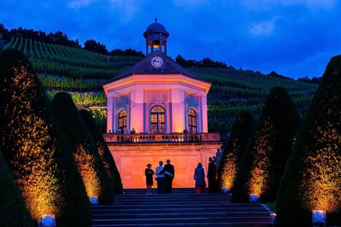 Illumination for the Summer Night Ball at Wackerbarth Castle. Wackerbarth Castle or Wackerbarths