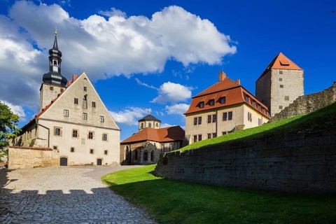 Querfurt Castle is located in the town of Querfurt in Saalekreis, Saxony-Anhalt. The hilltop castle