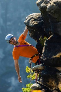 Climbers in Rathen in Saxon Switzerland