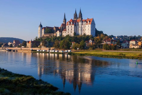 Meissen Castle Hill with Bishop's Palace, Albrechtsburg Castle and Cathedral on the Elbe in the