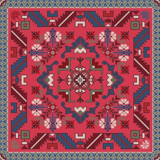 Traditional Georgian folk art embroidery vector pattern