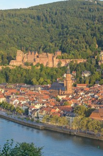 City panorama, Neckar, Old Bridge, Castle, Heidelberg, Baden-Württemberg, Germany, Europe