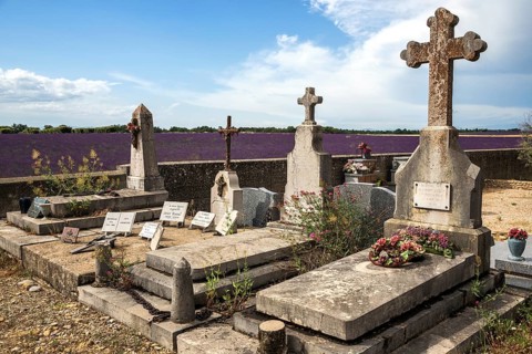 Graves, gravestones, cemetery in Puimoisson, Provence, region Provence-Alpes-Côte d'Azur,