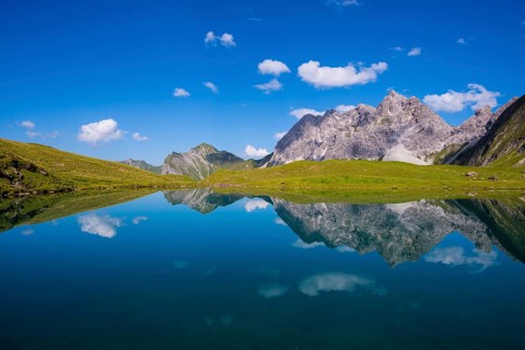 Eissee, Oytal, behind it Großer Wilder, 2379m, Hochvogel- and Rosszahngruppe, Allgäu Alps, Allgäu,