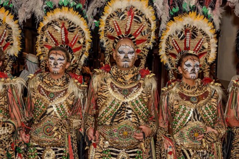 Group in traditional clothing, Moors and Christians Parade, Moros y Cristianos, Jijona or Xixona,