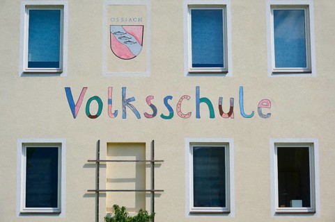 School, facade, window, Ossiach, Lake Ossiach, Carinthia, Austria, Europe