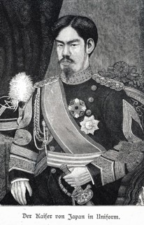 Portrait of Emperor Mutsuhito Mikado in uniform, Tokyo, Japan, ruler, armchair, sitting, from