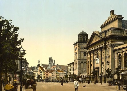 St. Anne's Catholic Church, St. Anne's Church in Warsaw, Poland, c. 1890, Historic, digitally