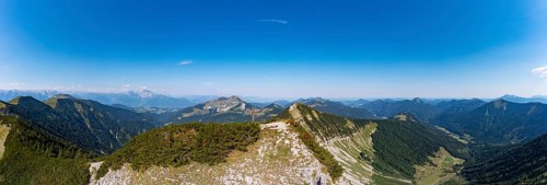 Drone shot, panorama shot, mountain landscape, Gruberhorn with Regenspitz, Osterhorngruppe,