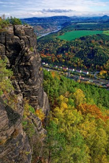 View from the Lilienstein, Saxon Switzerland, Elbe Sandstone Mountains, Saxony, Germany, Europe