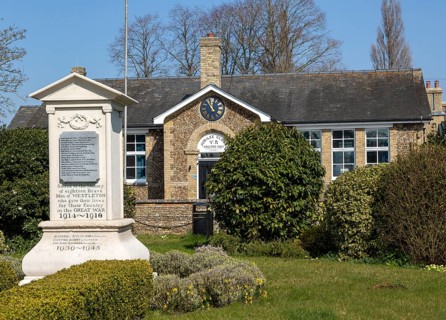 War memorial and village hall former school, Westleton, Suffolk, England, UK