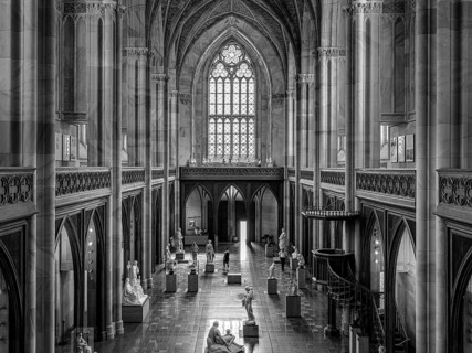 Black and white photograph, Friedrichswerder Church, permanent exhibition 19th century sculpture,