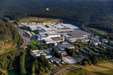Warsteiner Brewery, factory premises, aerial view, Warstein, Sauerland, North Rhine-Westphalia,