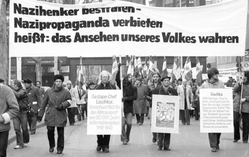 Organisations of French Jews and German Nazi victims demonstrated for a condemnation of Gestapo and