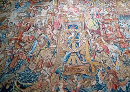 Antique tapestry in the Palace Museum, Palacio La Granja de San Ildefonso or Summer Palace,