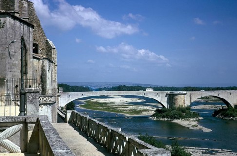 Bridge over the Rhone in Pont Saint Esprit, Gard, France 1974