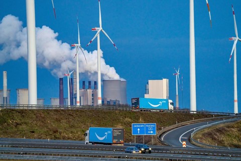 RWE Power Neurath lignite-fired power plant, RWE wind farm, Jackerath motorway junction, A44 and