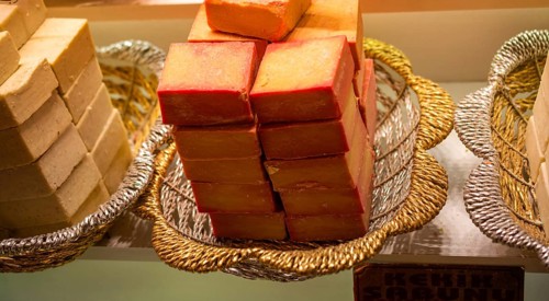 Multi-colored Eco-friendly exfoliating bars of soap for hair and body