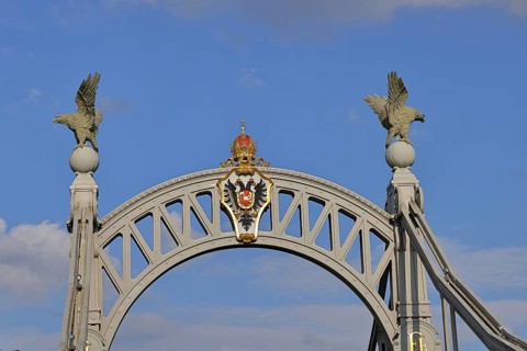 Salzach Bridge, Art Nouveau, over Salzach, pillars from the Austrian side, Laufen an der Salzach,