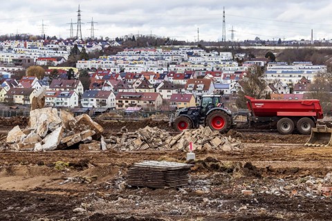 Construction work for a new development area for 460 flats in the new Böckinger Strasse