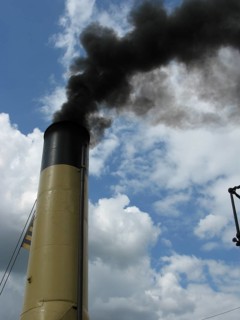 Smoke from the steamship chimney