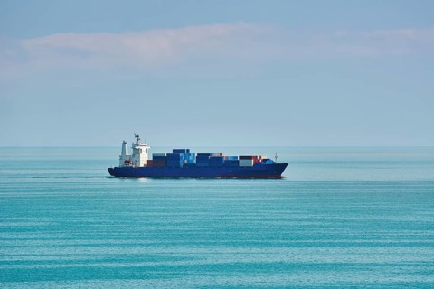Big Container Ship in the Black Sea Varna, Bulgaria, Europe