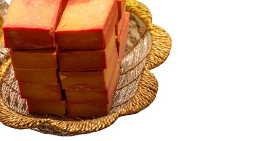 Various isolated homemade bar soaps. Handmade colorful soap, spa bath products for body spa skin