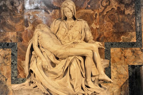 Pietà del Vaticano, marble sculpture group by Michelangelo, Papal Basilica of St Peter, Vatican