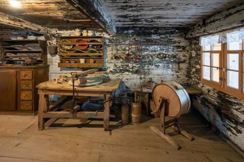 Historic sewing and mending room, Bregenzerwald farmhouse from the 18th century, Bezau local