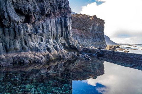 The natural volcanic pool Charco de la Laja, El Hierro, Canary Islands, Spain, Europe