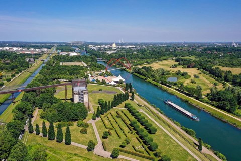 30.07.2022, Gelsenkirchen, North Rhine-Westphalia, Germany, Nordsternpark, here with the building