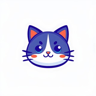 A simple cartoon cat with a white background, AI generated