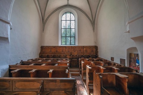 Benches in a side section for mayors and councillors in the High Gothic church of St Martin,
