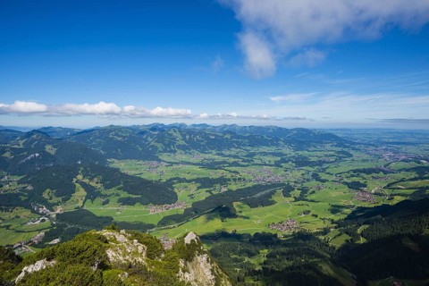Panorama from the Rubihorn, 1957m, into the Illertal, Allgäu, Bavaria, Germany, Europe