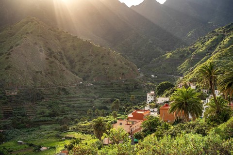 Landscape in the valley of Hermigua, La Gomera, Canary Islands, Spain, Europe