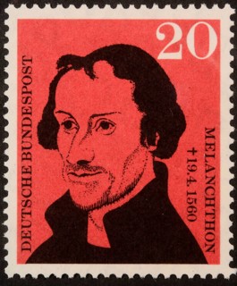 Philip Melanchthon (1497-1560) a German theologian, humanist and reformer. Portrait on a German