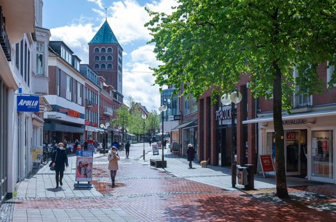 Coesfeld, North Rhine-Westphalia, Germany - Pedestrian zone in times of the corona pandemic,
