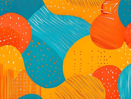 Vibrant patchwork of abstract shapes with pencil texture details, perfect for a variety of creative