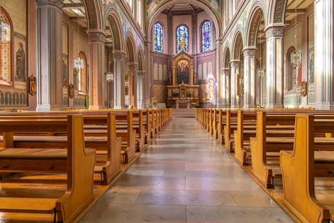Interior of the Church of St Peter and Paul in Lahr/Black Forest, Baden-Württemberg, Germany,