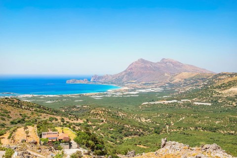 View of Falasarna beach and coastline, Chania, Crete, Greek Islands, Greece, Europe