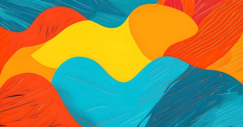 Vibrant patchwork of abstract shapes with pencil texture details, perfect for a variety of creative