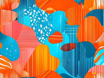Vibrant patchwork of abstract shapes with pencil texture details, perfect for a variety of creative