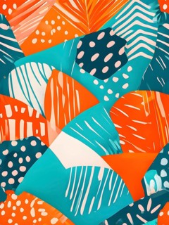Vibrant patchwork of abstract shapes with pencil texture details, perfect for a variety of creative