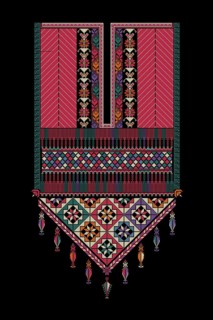 Embroidery vector Tatreez template, Palestinian fashion neck ornament