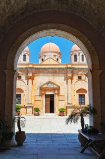 View of Agia Triada Monastery, Akrotiri Peninsula, Chania, Crete, Greek Islands, Greece, Europe